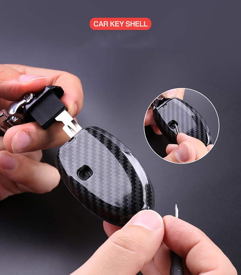 ontto 5 Buttons Keycase Fit for Nissan Remote Key Fob Cover Fit for Infiniti Carbon Texture Black - Image 4